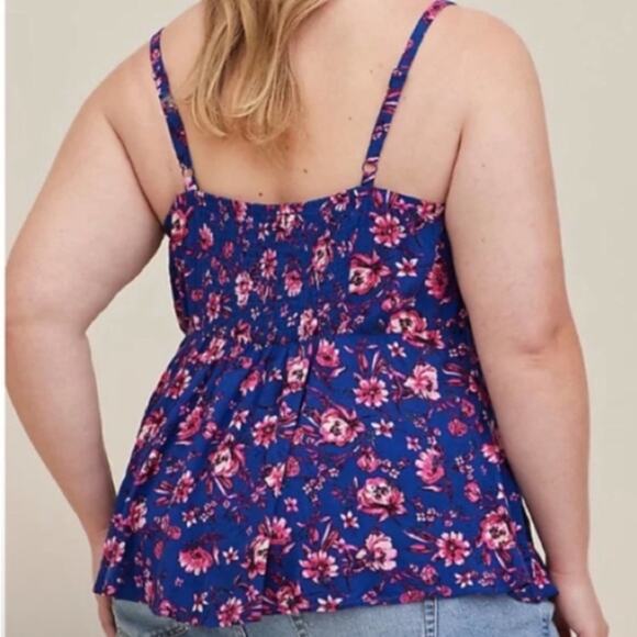 Torrid Floral Blue PEPLUM EYELET CAMI - Picture 3 of 7